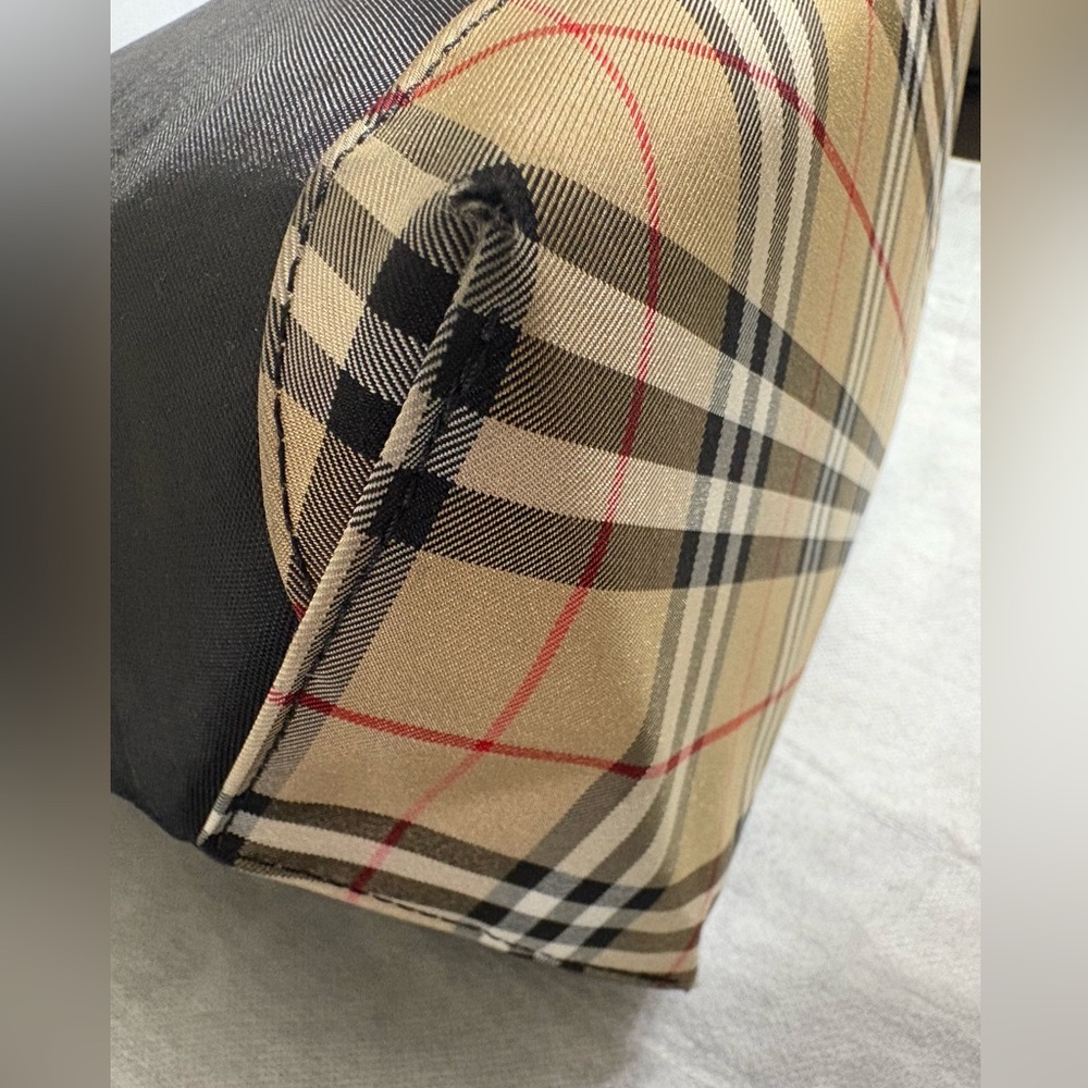 Burberry Black Tote with Check Trim and Brown Handles - Picture 10 of 16